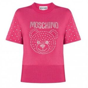 Moschino Knitwear Women | Crystal Teddy Knit Top Fuchsia size S.